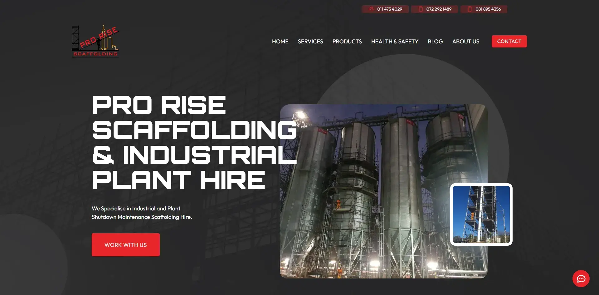 screenshot prorisescaffolding.co .za